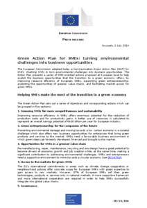 EUROPEAN COMMISSION  PRESS RELEASE Brussels, 2 July[removed]Green Action Plan for SMEs: turning environmental