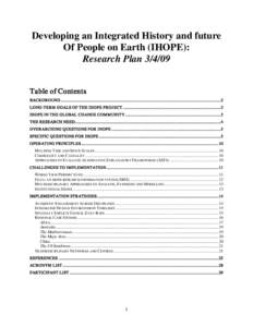 Developing an Integrated History and future Of People on Earth (IHOPE): Science Plan