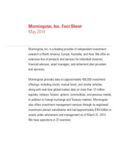 Morningstar, Inc. Fact Sheet May 2014