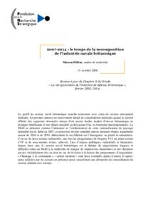 [removed] : le temps de la recomposition de l’industrie navale britannique Masson Hélène, maître de recherche 15 octobre[removed]Remise à jour du Chapitre II de l’étude