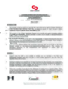 CARDING NOMINATION CRITERIA FOR THE SPORT CANADA ATHLETE ASSISTANCE PROGRAM PARA~SNOWBOARD[removed]Carding Cycle May 6, 2014 INTRODUCTION