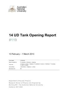 14 UD Tank Opening Report