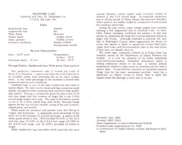 · CRA WFORD LAKE  Crawford and Twp. 21, Washington Co. LJ.S.G.S. Big Lake, Me. Fishes Smallmouth bass