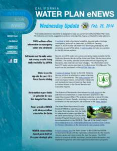 Feb. 26, 2014 DWR webinar offers information on emergency water rate structures California and Nevada water rate survey results being