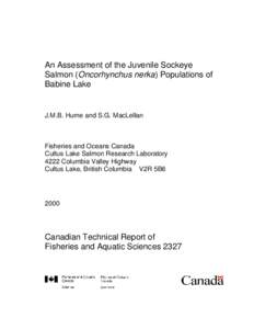 An Assessment of the Juvenile Sockeye Salmon Populations of Babine Lake