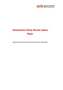 Australian Corporate Lawyers Association - Response to the Competition Policy Review Issues Paper