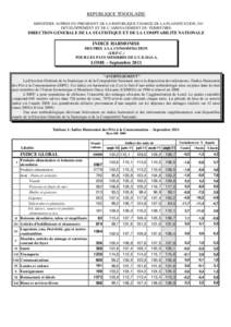 REPUBLIQUE TOGOLAISE MINISTERE AUPRES DU PRESIDENT DE LA REPUBLIQUE CHARGE DE LA PLANIFICATION, DU DEVELOPPEMENT ET DE L’AMENAGEMENT DU TERRITOIRE DIRECTION GENERALE DE LA STATISTIQUE ET DE LA COMPTABILITE NATIONALE