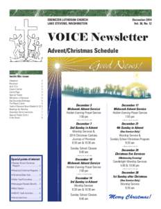 EBENEZER LUTHERAN CHURCH	 LAKE STEVENS, WASHINGTON December 2014 Vol. 30, No. 12