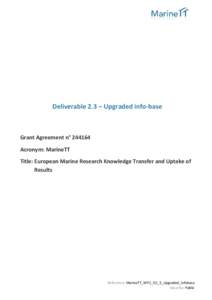 Deliverable 2.3 – Upgraded info-base  Grant Agreement n° Acronym: MarineTT Title: European Marine Research Knowledge Transfer and Uptake of Results