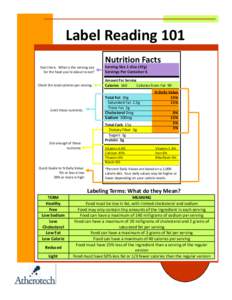 Label Reading 101 Nutrition Facts Start here. What is the serving size for the food you’re about to eat?  Serving Size 1 slice (47g)