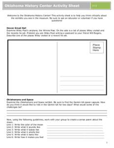 Oklahoma History Center Activity Sheet