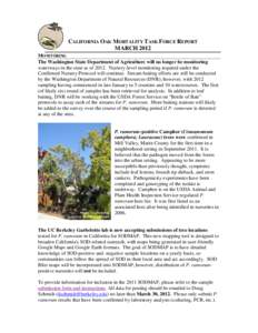 CALIFORNIA OAK MORTALITY TASK FORCE REPORT