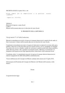 DECRETO-LEGGE 24 aprile 2014, n. 66 Misure urgenti (14G00079) per