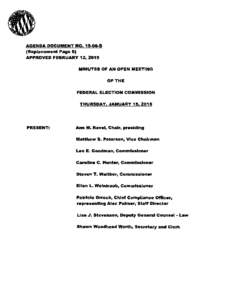 AGENDA DOCUMENT NO[removed]B (Replacement Page 6) APPROVED FEBRUARY 12, 2015 MINUTES OF AN OPEN MEETING OF THE FEDERAL ELECTION COMMISSION