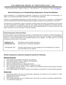 ABA Board Certification in an Anesthesiology Subspecialty: Critical Care Medicine