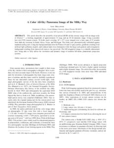 PUBLICATIONS OF THE ASTRONOMICAL SOCIETY OF THE PACIFIC, 121:1180–1187, 2009 November © 2009. The Astronomical Society of the Pacific. All rights reserved. Printed in U.S.A. A Color All-Sky Panorama Image of the Milky