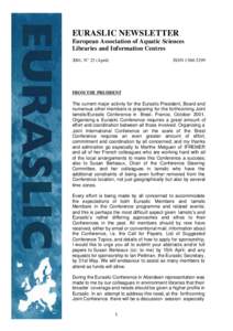 EURASLIC NEWSLETTER European Association of Aquatic Sciences Libraries and Information Centres 2001, N° 23 (April)  ISSN[removed]