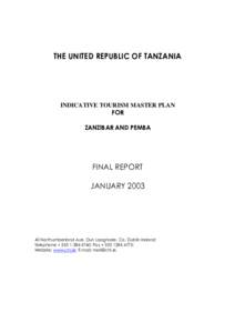 Indicative Tourism Master Plan for Zanzibar and PembaJanuary 2003