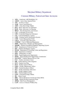 Military Department Acronyms