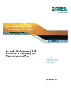 Appendix N—Framework Spill Prevention, Containment, and Countermeasures Plan Prepared by: Idaho Power Company 1221 W Idaho Street