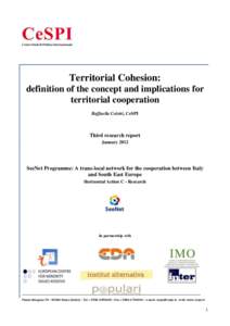 Territorial Cohesion: definition of the concept and implications for territorial cooperation Raffaella Coletti, CeSPI  Third research report