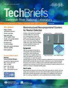 SRNL is a DOE National Laboratory operated by Savannah River Nuclear Solutions. Savannah River National Laboratory U.S. DEPARTMENT OF ENERGY • SAVANNAH RIVER SITE • AIKEN • SC