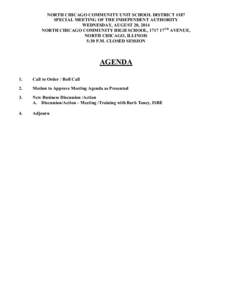 North Chicago School District 187 Independent Authority Special Meeting Agenda - August 20, 2014