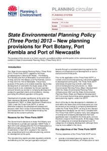 Earth / Environmental social science / Environmental planning / Environmental science / Port Kembla /  New South Wales / Infrastructure / Environmental impact assessment / Development control in the United Kingdom / Planning permission / Environment / Town and country planning in the United Kingdom / Environmental law