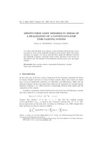 Int. J. Appl. Math. Comput. Sci., 2001, Vol.11, No.6, 1261–1276  ˝ FIRST LIMIT THEOREM IN TERMS OF SZEGO’S A REALIZATION OF A CONTINUOUS-TIME TIME-VARYING SYSTEM