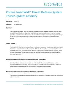 Corero SmartWall® Threat Defense System Threat Update Advisory Advisory ID: 