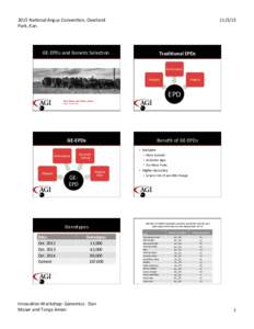 2015	
  Na(onal	
  Angus	
  Conven(on,	
  Overland	
   Park,	
  Kan.	
   	
    GE-­‐EPDs	
  and	
  Gene(c	
  Selec(on	
  