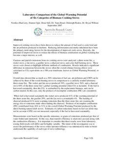 Laboratory Comparison of the Global-Warming Potential of Six Categories of Biomass Cooking Stoves Nordica MacCarty, Damon Ogle, Dean Still, Dr. Tami Bond, Christoph Roden, Dr. Bryan Willson