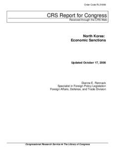North Korea: Economic Sanctions