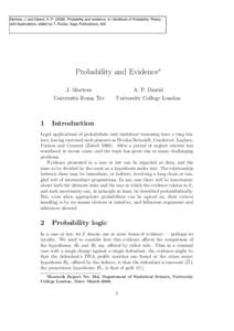 Mortera, J. and Dawid, A. PProbability and evidence. In Handbook of Probability Theory with Applications, edited by T. Rudas. Sage Publications, 403–422. Available at https://www.ucl.ac.uk/statistics/research