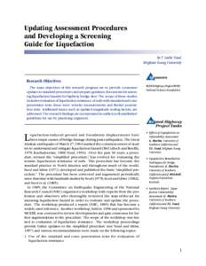 Updating Assessment Procedures and Developing a Screening Guide for Liquefaction