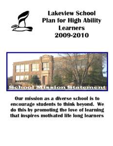 Lakeview School Plan for High Ability Learners