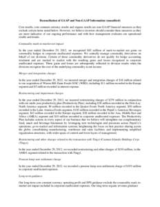 Reconciliation of GAAP and Non-GAAP Information (unaudited) Core results, core constant currency results and organic results are non-GAAP financial measures as they exclude certain items noted below. However, we believe 