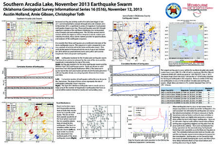 Southern Arcadia Lake, November 2013 Earthquake Swarm  M EWBOURNE Oklahoma Geological Survey Informational Series 16 (IS16), November 12, 2013 Austin Holland, Amie Gibson, Christopher Toth