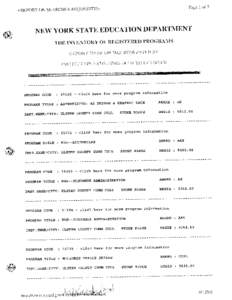 Page I of 7  <REPORT ON SEARCHES REQUESTED> NEW YORK STATE EDUCATION DEPARTMENT THE INVENTORY OF’ REGISI’EREI) PROGRAMS
