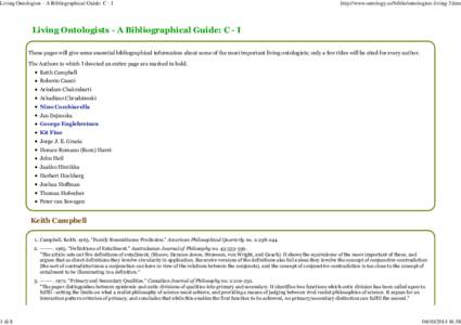 Living Ontologists - A Bibliographical Guide: C - I