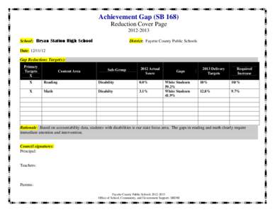 Achievement Gap (SB 168) Reduction Cover Page[removed]School: Bryan Station High School  District: Fayette County Public Schools