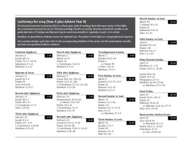 2014 Lectionary from the Bulletin Sample Book