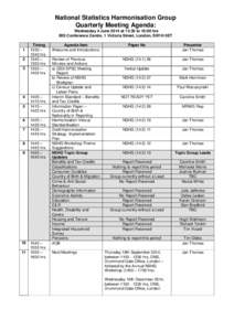 National Statistics Harmonisation Group Quarterly Meeting Agenda: Wednesday 4 June 2014 at 13:30 to 16:00 hrs BIS Conference Centre, 1 Victoria Street, London, SW1H 0ET  1