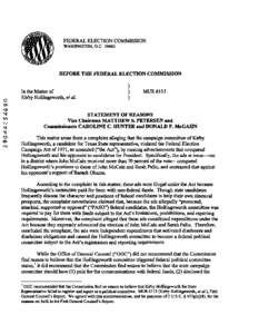 FEDERAL ELECTION COMMISSION WASHINGTON, D.C[removed]BEFORE THE FEDERAL ELECTION COMMISSION  In the Matter of