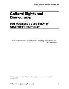 Cultural Rights and Democracy, November[removed]Cultural Rights and