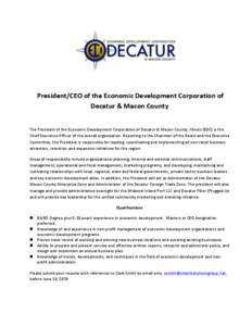    	
     	
  President/CEO	
  of	
  the	
  Economic	
  Development	
  Corporation	
  of	
  