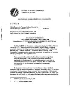 FEDERAL ELECTION COMMISSION WASHINGTON, D.C[removed]BEFORE THE FEDERAL ELECTION COMMISSION  In the Matter of