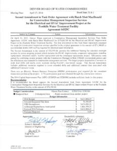 Board agenda item (April 23, 2014): Second Amendment to Task Order Agreement with Hatch Mott MacDonald