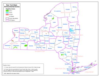 New York State Environmental Zones Clinton  Eligibility Criteria