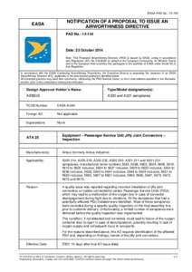 EASA PAD No.: [removed]NOTIFICATION OF A PROPOSAL TO ISSUE AN AIRWORTHINESS DIRECTIVE  EASA